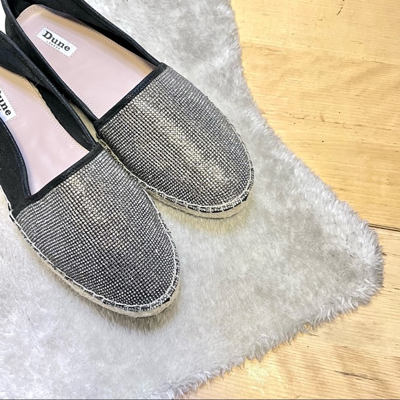 *Dune London | Graci Rhinestone Leather & Fabric Studded Espadrille Size 8 - Picture 2 of 14